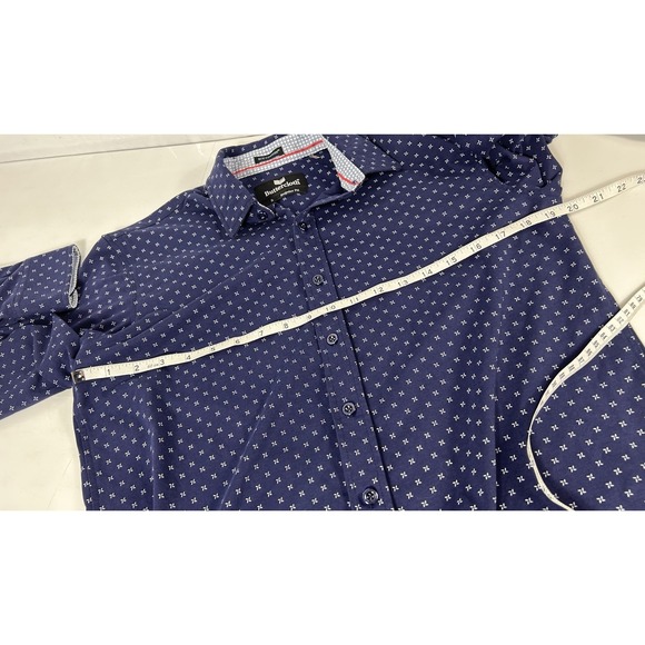 Buttercloth Icy Cotton Performance Dress Shirt Mens Small Regular Fit Navy Print - Picture 6 of 7